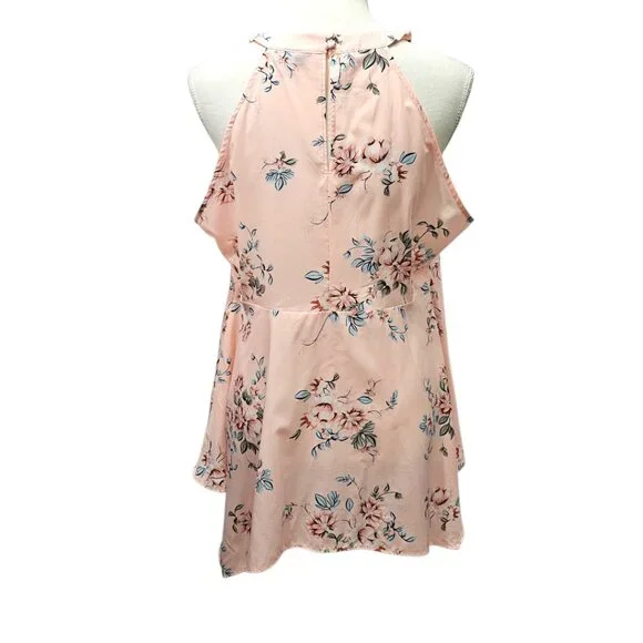 Torrid Women's Babydoll Halter Floral Flowy Swing Tank Top Pink - Picture 5 of 8